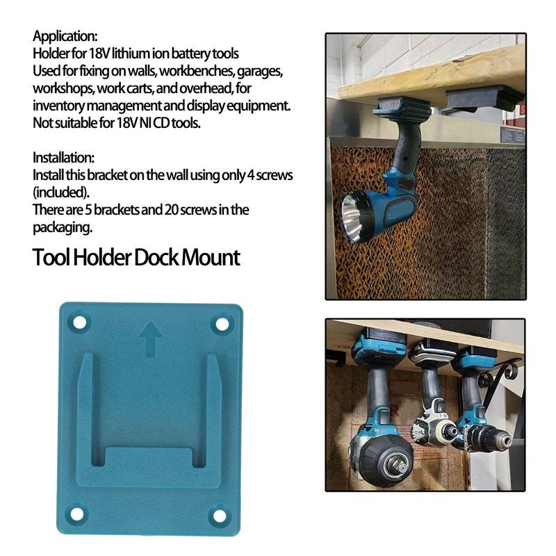 5 Set Tool Holder Dock Mount ABS Strong Stable 18V