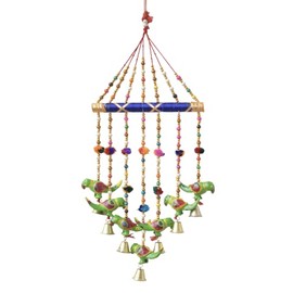 Tarini Gallery Colorful Parrot Windchimes Jhoomar Hanging for Home Door, Wall, Bedroom, Decorative Accessories for Party, Festival Decor, Wedding, Festivities Gift Size:- 23 Inch (Parrot)