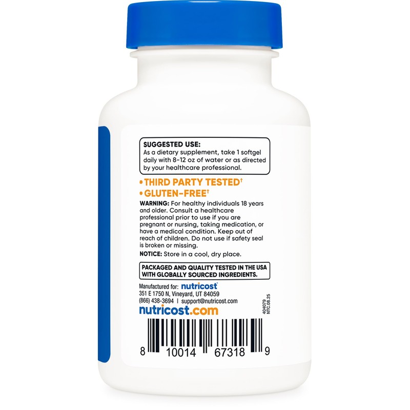 Nutricost Astaxanthin 4mg, Gluten Free and Non-GMO, 120 Softgels (4