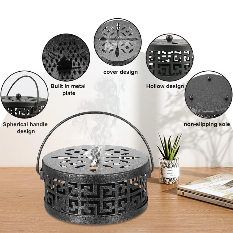 Casenly Mosquito Coil Holder, Metal Incense Holder, Portable Metallic Mosquito