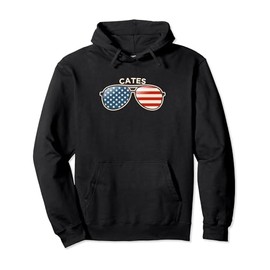 Cates, TN Vintage US Flag Sunglasses Pullover Hoodie