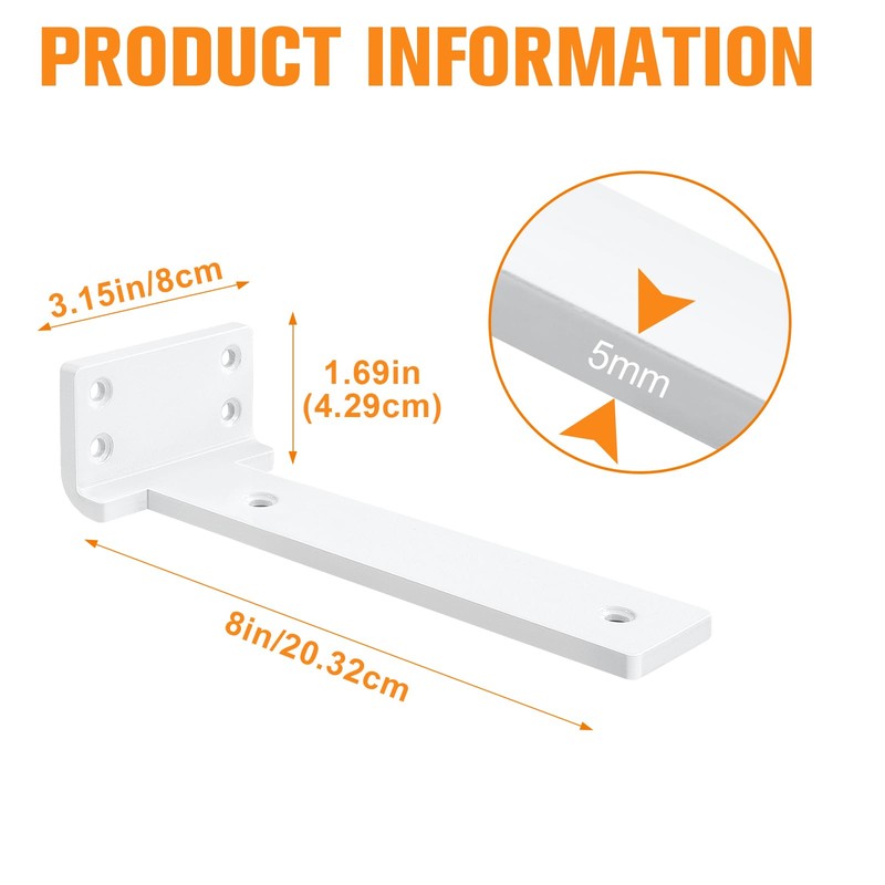 Floating Shelf Bracket 8 inch 8 Pack L Brackets for