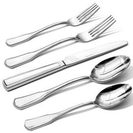 KINGSTONE 40-Piece Silverware Set, 18/10 Stainless Steel Flatware Set for 8, Tableware Cutlery Set, Utensil Sets for Home Restaurant, Mirror Finish, Dishwasher Safe