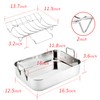JY COOKMENT Roasting Pan with Baking Rack, 16.5 Inch Stainless