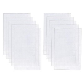 JEKUGOT 10 Pcs Plastic Mesh, Plastic Eye Mesh for Crafts DIY, Cross Stitch Fabric (White, 30×20cm)