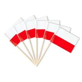 Poland Flag Polish Miniature Toothpick Flags Decorations Small Cupcake Toppers Cocktail Food Flags Decor For Independence Day Party Bar (100 pack)