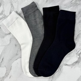 Daily Men's Plain Mid-Calf Socks - Made in Korea (4 Pairs) 132-4: 4 Charcoal