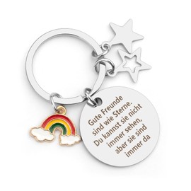 Keyring Best Friend Gifts Stainless Steel with Engraving BFF Gift Best Friend Birthday Girlfriends Gift Ideas for Best Friends Personal Friendship Gifts Farewell Gift, Silver-11.3-3