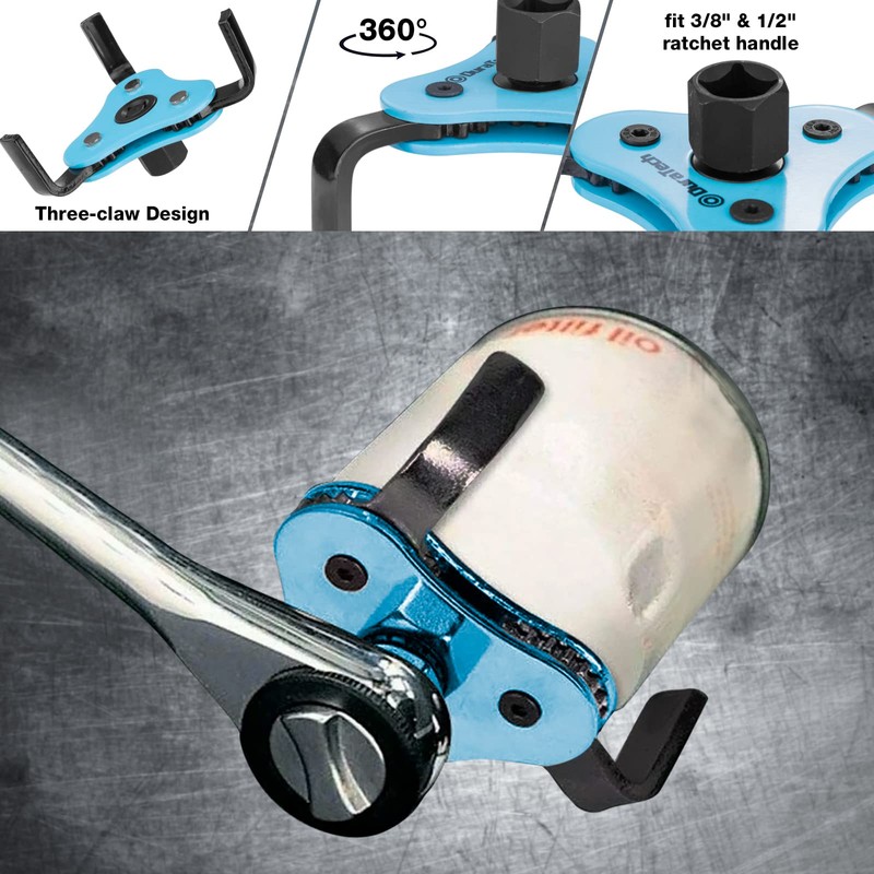 DURATECH 8-Piece Oil Filter Swivel Wrench Set, Wrenches Cover 2-3/4"