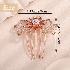 Aimimier Dainty Flower Butterfly Rhinestone Hair Side Combs Sparkly Crystal Long Teeth Comb Wedding Bridal Hair Accessories for Women (Champagne)