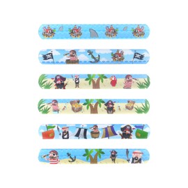 HENBRANDT 6x Pirate Snap Bracelets for Kids Party Bag Fillers Slap Bracelet Snap Band Boys and Girls Bracelets Wristbands