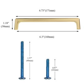 Myxekllo 4 Pack Gold Cabinet Drawer Pulls, Brushed Brass Pulls Handles for Dresser Drawers Bathroom Cabinet Hardware, 160mm