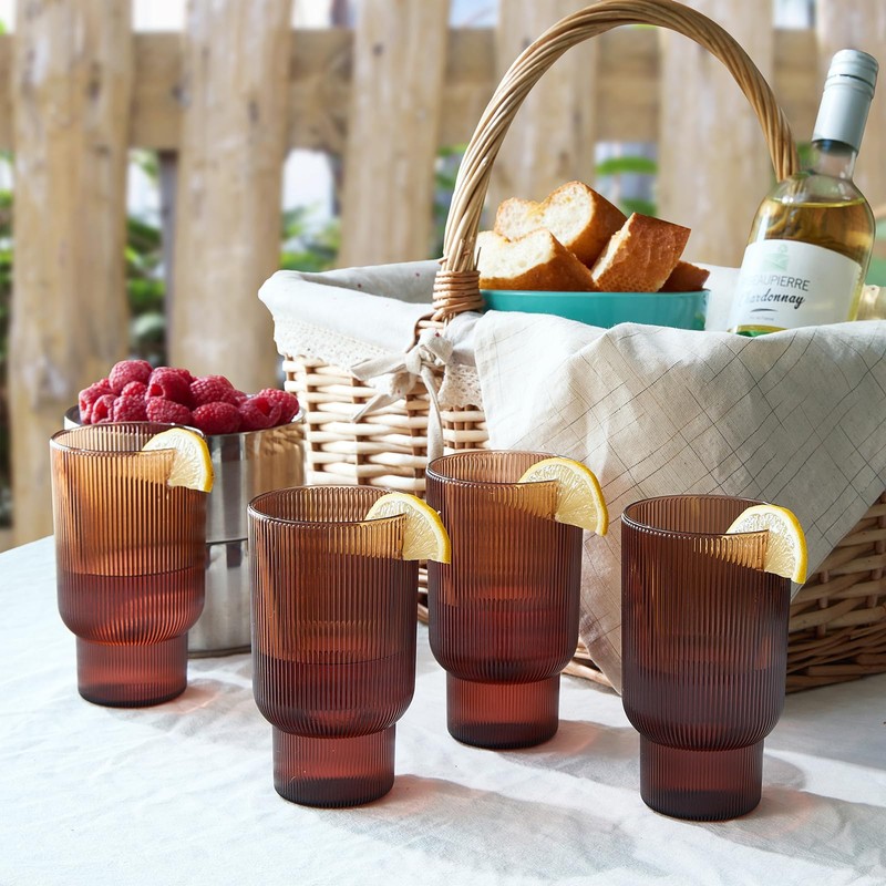 Shatterproof Acrylic Tall Drinking Glasses Set, European Style, Dishwasher Safe,