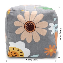 CERAYOU Decorative Weighted Door Stopper, Fabric Door Stop with Handle, Square Cube Heavy Duty Door Floor Stop Wall Protectors for Home Office Bedroom Living Room Exterior Doors, Daisy