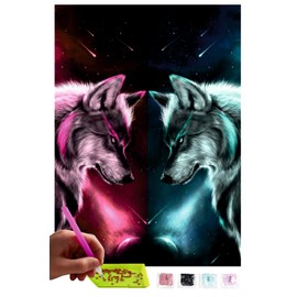 MISHBAY Diamond Painting Wolf - 30 x 40 cm Diamond Painting Adults - Diamond Painting Pictures Wolves - DIY 5D Set Wall Decor Diamond Embroidery