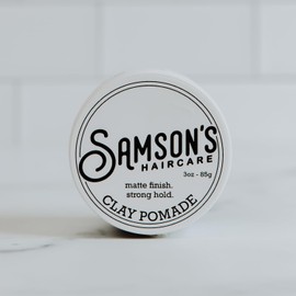SAMSON'S HAIRCARE Matte Finish Clay Pomade, Lightweight, Medium Hold, No-shine, Water-based, Nourishes and hold hair, Matte Finish, 3 oz.