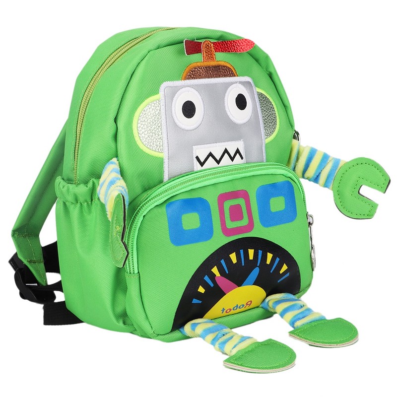 Cartoon Robot Pattern Kids Anti lost Backpack Schoolbag with Safety