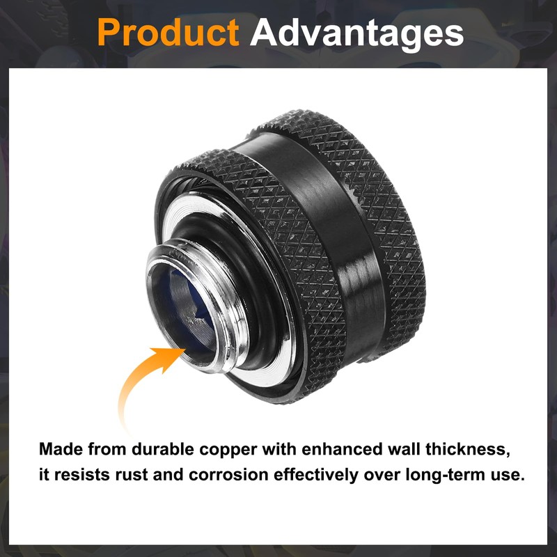 sourcing map G1/4" Water Cooling Adapter 10mm OD Copper Water-Cooled