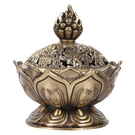 Classic Lotus Incense Burner, Lotus Cone Incenses Holder, Mini Vintage Incense Burner, Incense Holder for Stick and Cone Incense (Bronze)