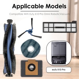 (30 Pack) X10 Pro Omni Replacement Parts Compatible With Eufy X10 Pro Omni Robotic Vacuum, 2 Roller Brushes, 8 Side Brushes, 7 Dust Bags, 7 HEPA Filters, 6 Mop Pads, Accessories Kit