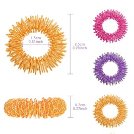 Fniise Finger Massage Acupressure Rings（8 PCS）, Spiky Sensory Rings For Fingers, Stress Relief Fidget Sensory Massager For Teens Adults