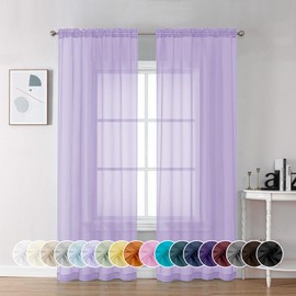 Chyhomenyc Lilac Sheer Curtains 84 Inch Length 2 Panels, Light Filtering Soft Airy Voile Rod Pocket Sheer Window Drapes for Bedroom Living Room, Each 42Wx84L Inches