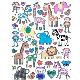 Buffalo Vulture Camel Elephant Hippo Hippopotamus Giraffe Sticker 42-Piece 1 Sheet 135 mm x 100 mm Stickers Craft Party Metallic Look