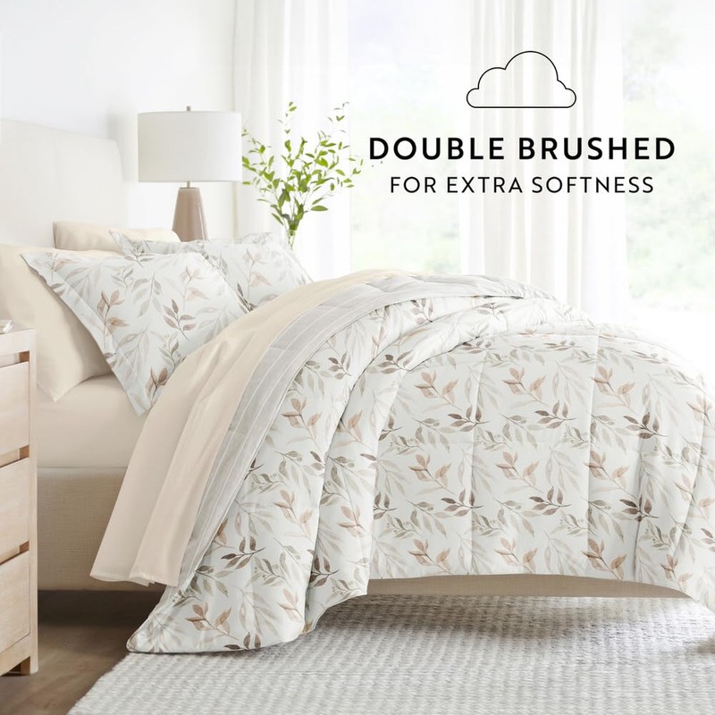 LINENS & HUTCH Bedding Bundle, Patterned Microfiber Comforter Set and