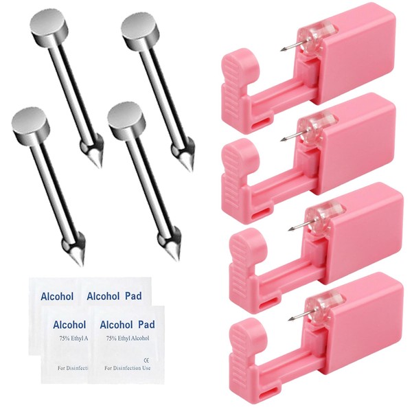 orilace 4Pcs Nose Piercing Kit - Self Disposable Nose Piercing