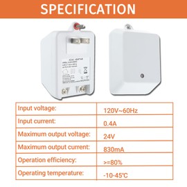 JAMHER 24 Volt Doorbell Transformer 24VAC 830mA Plug in Transformer with PTC Fuse Compatible with Nest Ecobee Sensi and Honeywell Thermostat and All Versions of Ring Doorbell