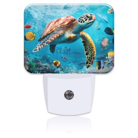 Uiaoiais Sea Turtle Swims Under Water Night Light for Kids, Sea Turtle LED Night Light Plug into Wall with Dusk to Dawn Sensor for Girls Boys Women Men Room, Hallway, Kitchen, Bathroom, Stairs Decor