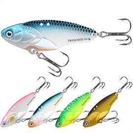TRUSCEND Fishing Jigs Lures, Blade Baits for Bass with Distinctive Colorful Body Long Casting Metal Fishing Spoons for Trout Pike Walleye Crankbait Fishing Gear Gifts for Men Freshwater Saltwater