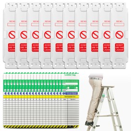 Ladder Tags,10 Holders and 20 Ladder Inspection Tag Inserts Waterproof Ladder Inspection Tags Record Kit for All Ladder Types Protect Ladder Safety for Indoor Outdoor