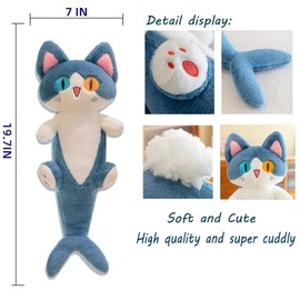 Cute Shark Cat Plush - Kitty in Shark Costume, 9.8'' and 19.7'' Shark Kitty Plush Toy 2pc, Fun Gift for Birthdays & Holidays