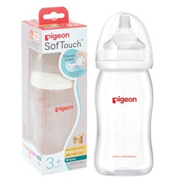 PIGEON SofTouch | Biberón Para Bebés De 3 Meses En Adelante | Simula Lactancia Materna | Tecnología Japonesa | Reduce Cólicos | 240 ml | Color Blanco.