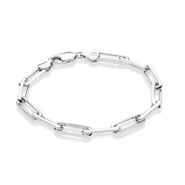 Miabella Solid 925 Sterling Silver Italian 5mm Paperclip Link Chain Bracelet for Women Men, Made in Italy, Length 8.5 Inches, Sterling Silver , no gemstone