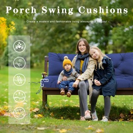 MVRFN Swing Cushions 2-3 Seater Replacement Waterproof Outdoor Porch Swing Cushion with Backrest Extra Thick 5" Swing Bench Cushions for Outdoor Furniture Patio Garden Backyard(Navy Blue 60×40×5inch)
