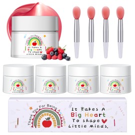 Linyuthia 4 Pcs Teacher Appreciation Gifts Lip Sleeping Mask Set Teacher Christmas Lip Mask Overnight for Women Balm Deep Hydrating Birthday Gifts Thank You