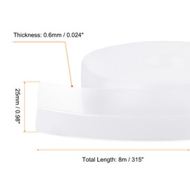 HARFINGTON Weather Stripping Door Seal 26.25ft x 25mm Silicone Seal Strip for Door Draft Stopper Adhesive Tape Window House Shower Glass Gaps Length 8m, Transparent