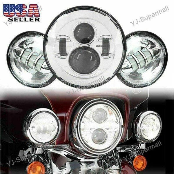 YJ_Supermall For Harley Electra Glide Ultra Classic 7"LED Headlight+ Pair