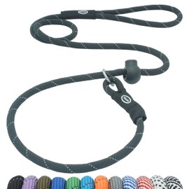 Hiado Slip Lead Dog Leash Reflective with Stopper Loop Rope Training No Pull for Medium Large Dogs 4ft Black