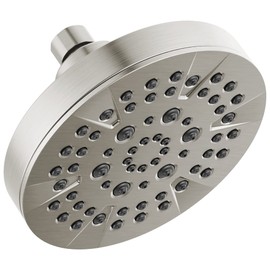 Delta 6-Setting Brushed Nickel Shower Head with High Pressure Spray, 6 Inch Round Shower Head, Showerheads, 1.75 GPM Flow Rate, Stainless 52535-SS