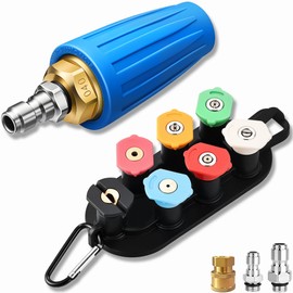 Selkie Turbo Nozzle for Pressure Washer, 4000 PSI Rotating Turbo Nozzle 1/4" Quick Connect, 7 Pieces Spray Nozzle Tips & Nozzle Holder, Multiple Degrees Washing, Additional 1.1 mm Orifice Nozzle