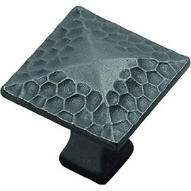 Hickory Hardware Craftsman Collection Knob 1-1/4 Inch Square Black Iron Finish (10 Pack)