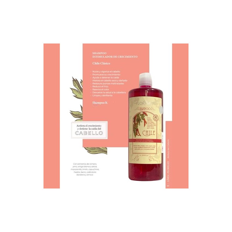 Shampoo Chile Clásico Estimulador de Crecimiento Florigan 1lt.
