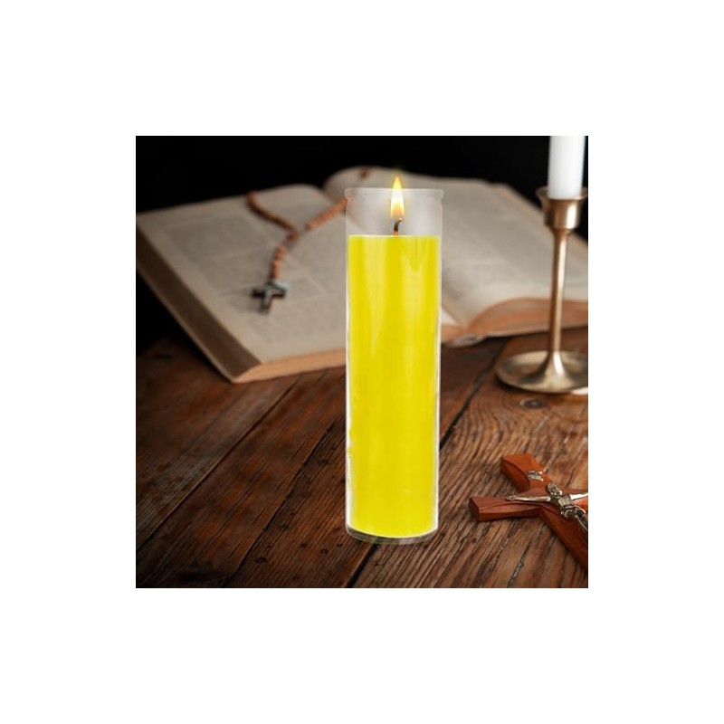 Mega Candles 1 pc Unscented Yellow 7 Day Glass Container