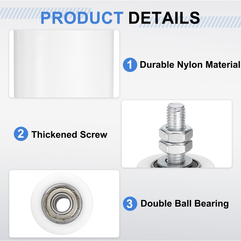 sourcing map 2Pcs Slide Gate Guide Roller,1-5/8" Dia x 2-3/8"
