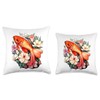 Goldfish Flowers Tees Flowers Fancy Goldfish Fantasy Art Design Throw