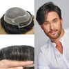 RESHE Toupee For Men Human Hair Replacement System Fine Mono