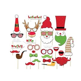 Christmas Photo Booth Props, New Year Christmas Party Decoration, Mask, Attached to the stick NO DIY Required, USA-SALES Seller (29 pcs)